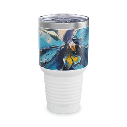 Unleash Your Imagination: Blue Orchid Abstract Painting Ringneck Tumbler, Let Art Inspire Your Every Sip