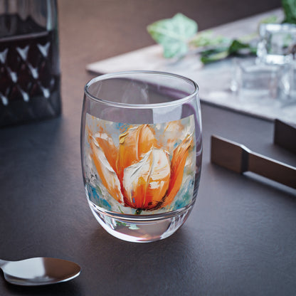 Whiskey Glass with Vibrant Orange Tulip: Embrace the Beauty of Nature