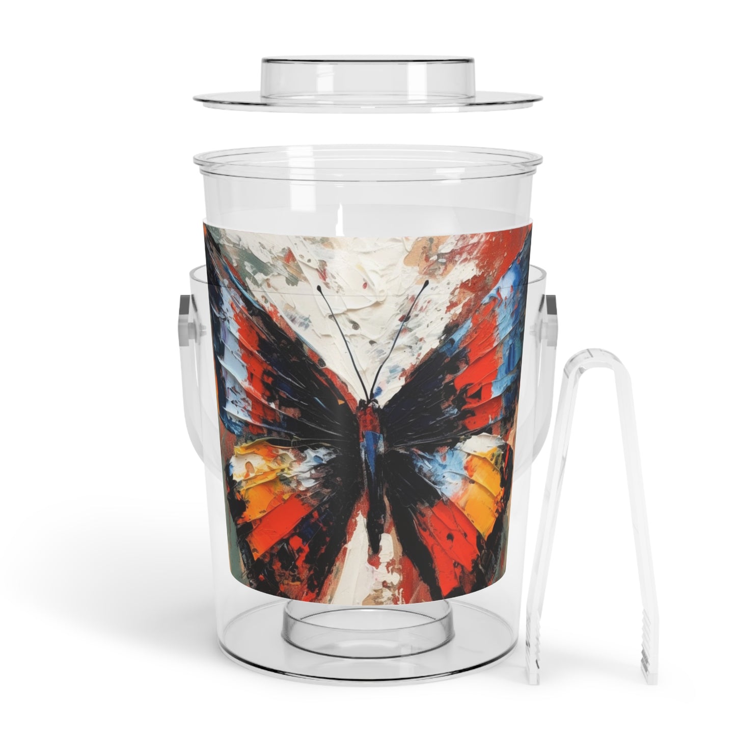 Ice Bucket with Tongs with Bauhaus-Inspired Butterfly Drawing: A Harmonious Blend of Art and Functionality