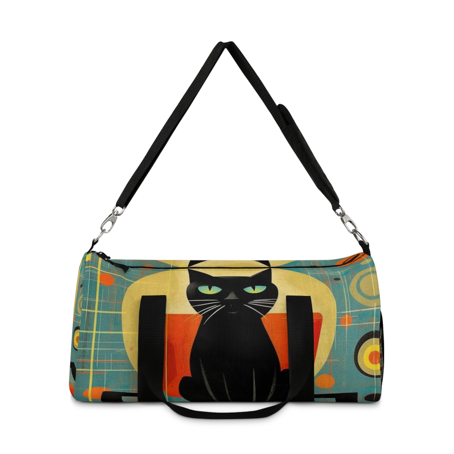 Abstract Cat Expressions: Modern Art-Inspired Midcentury Modern Duffel bag with Timeless Atomic Age Design