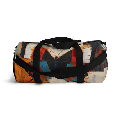 Bauhaus-Inspired Butterfly Symphony: Duffel Bag  with Vibrant Colors and Intricate Details