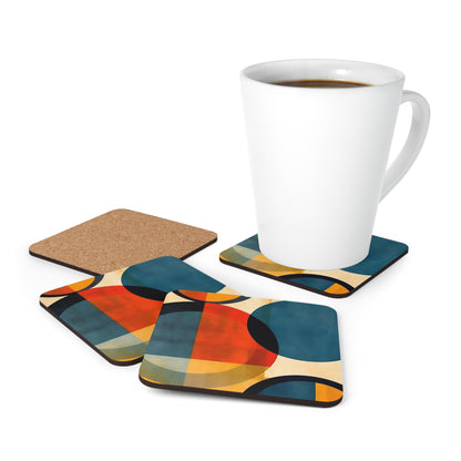 Geometric Abstraction Extravaganza: Corkwood Coaster Set for Art Enthusiasts