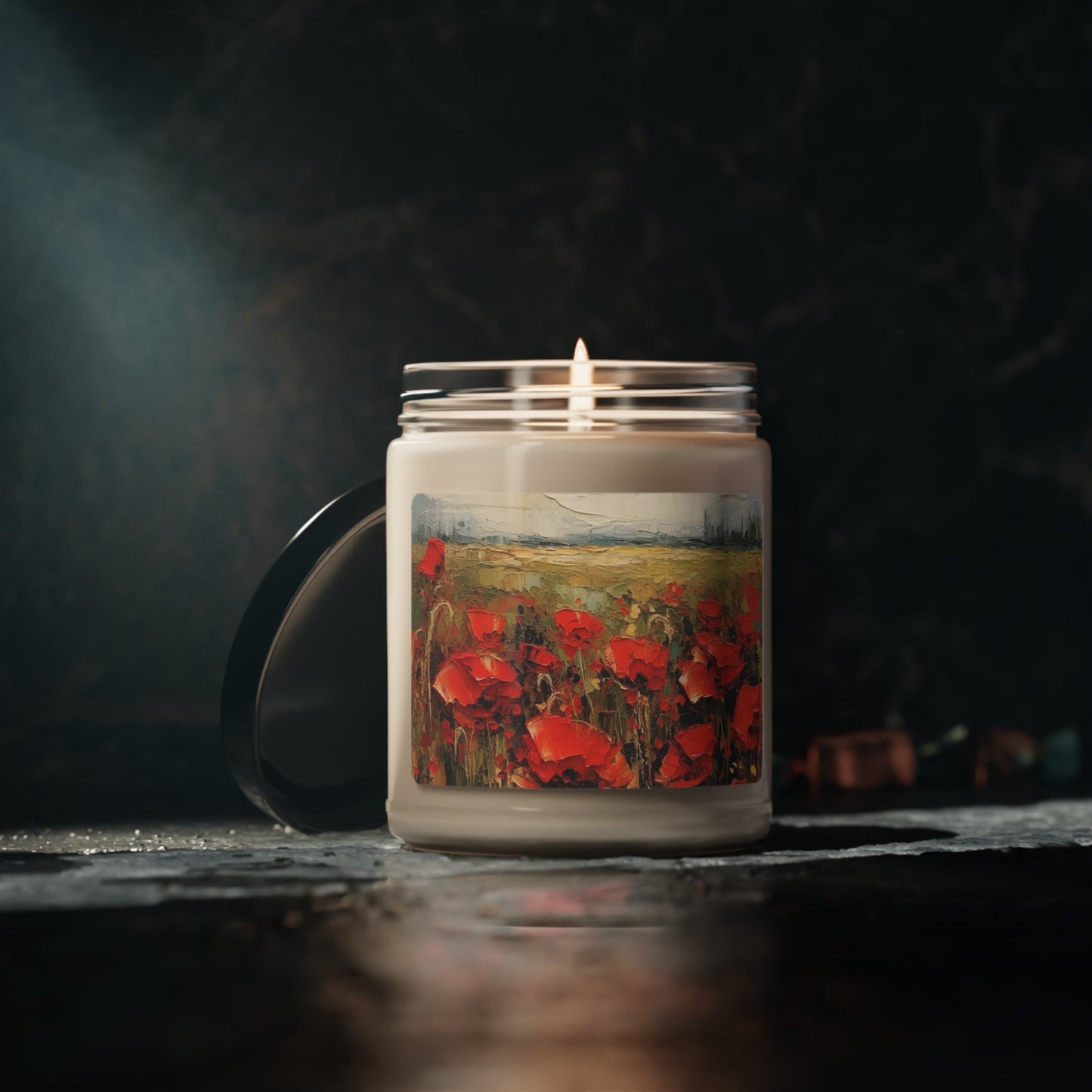 Abstract Poppy Fields: Scented Soy Candle for Artistic Inspiration