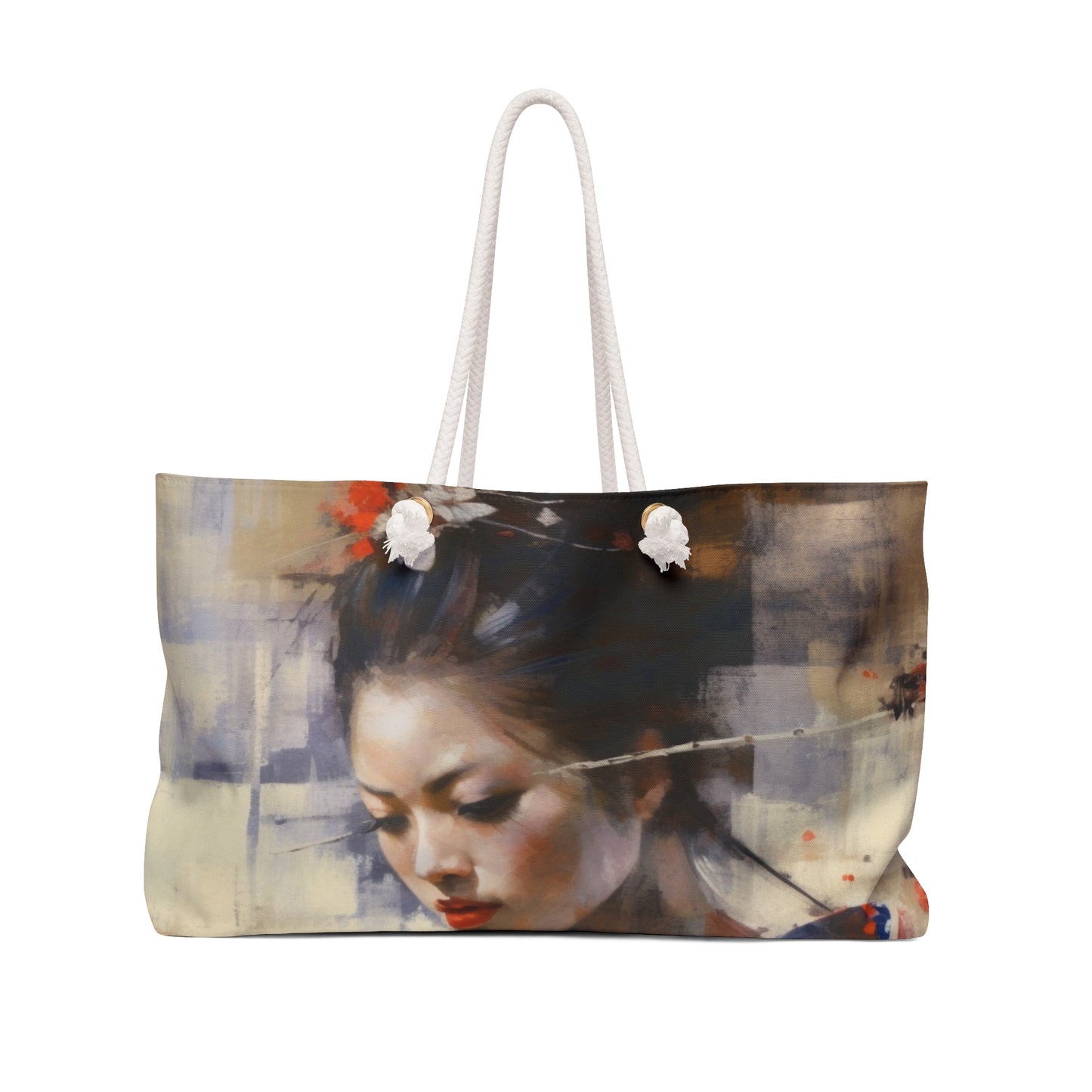 Japanese-Inspired Abstract Oil Painting Weekender Bag:Celebrating Geisha Beauty