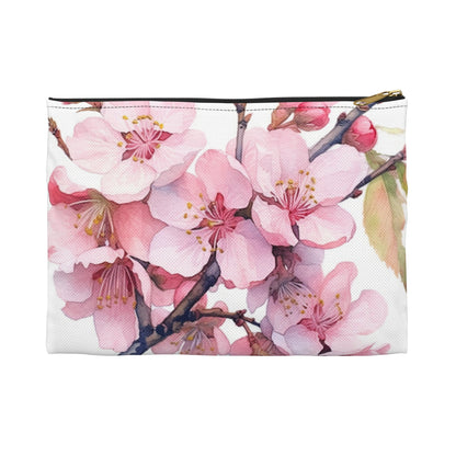 Whimsical Delight: Watercolor Cherry Blossom Tree Accessory Pouch