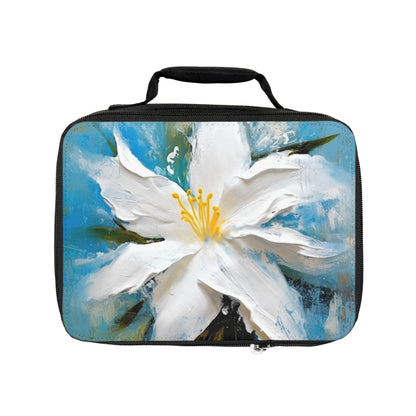 Ethereal Elegance: Lunch Bag featuring an Abstract Oil Painting of Jasmine