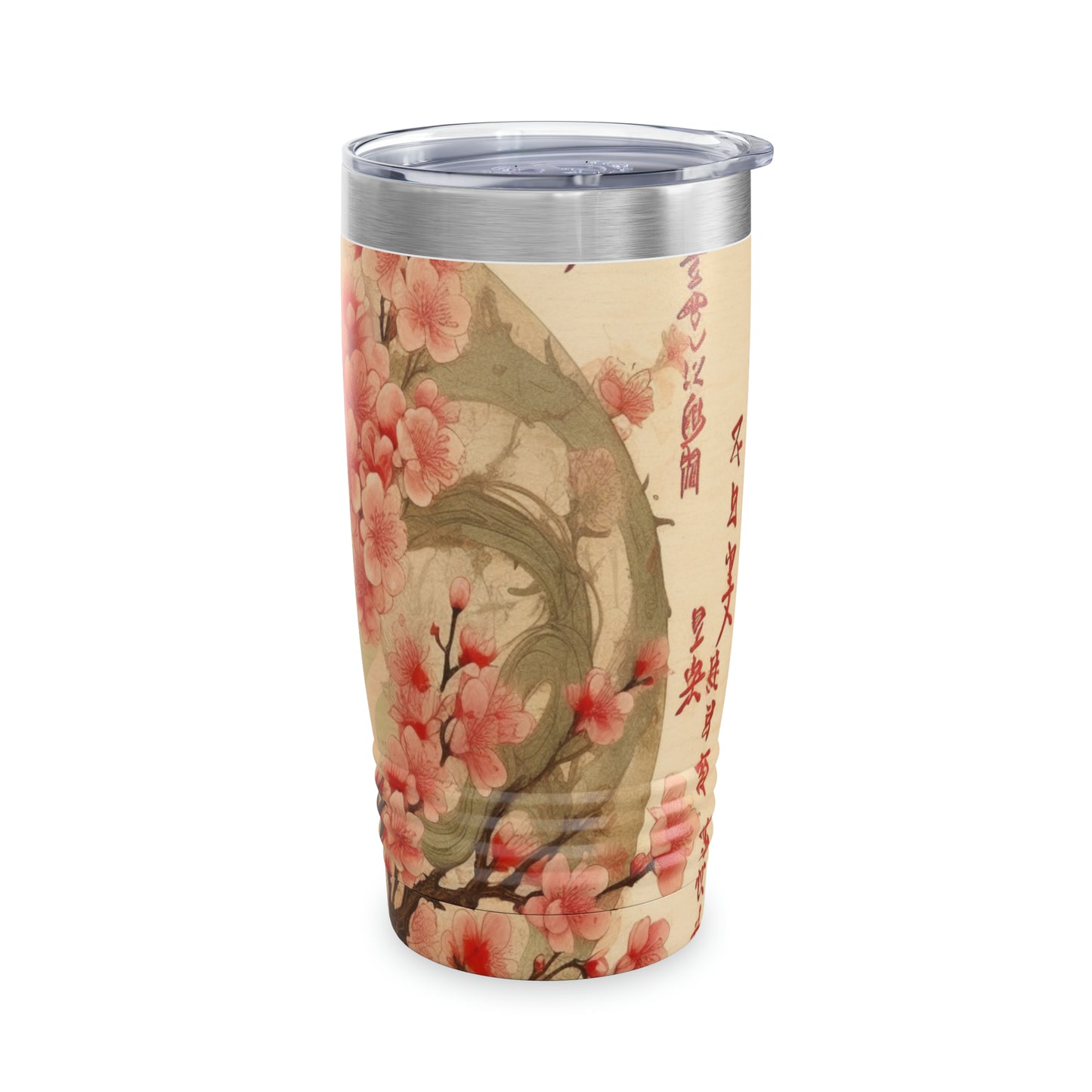 Whimsical Blossom Dreams: Ringneck Tumbler with Delightful Flower Drawings and Cherry Blossoms