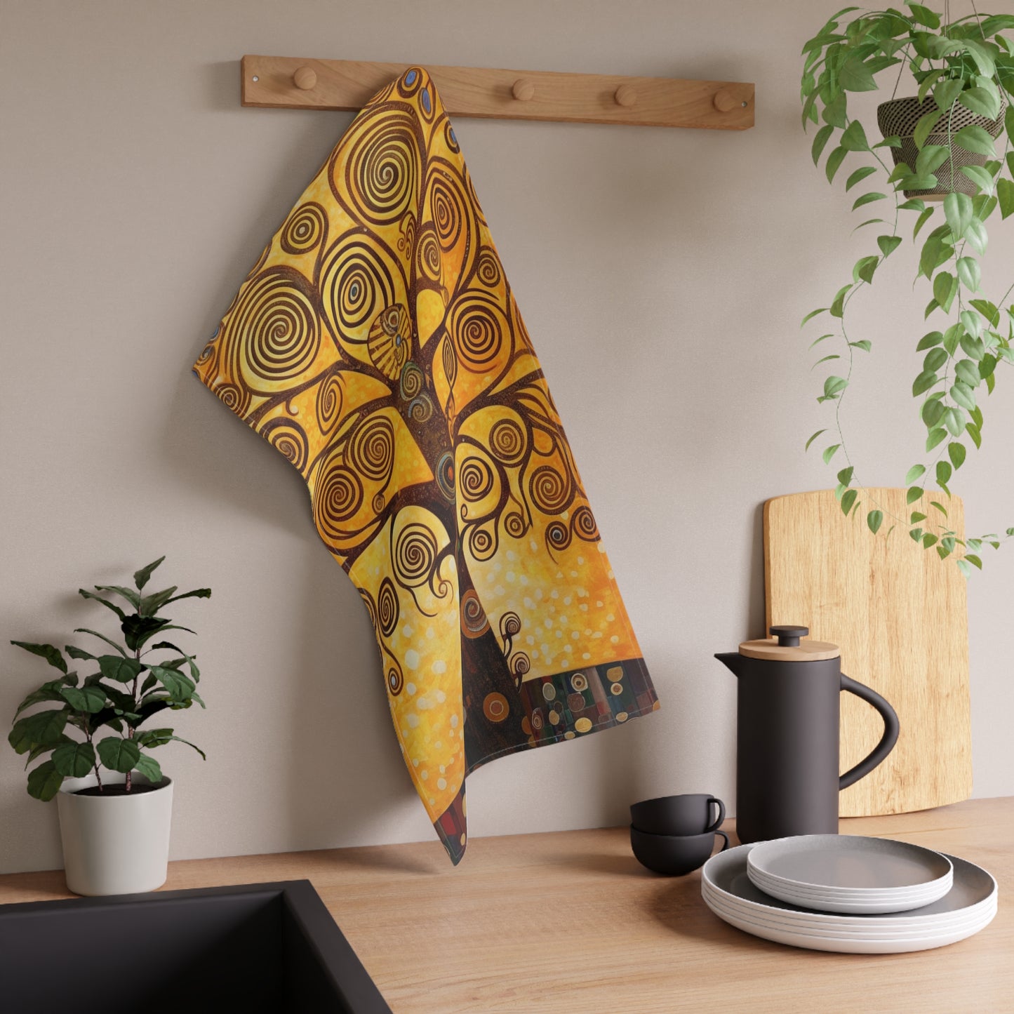 The Tree of Life Kitchen Towel: A Modern Art Tribute to Gustav Klimt