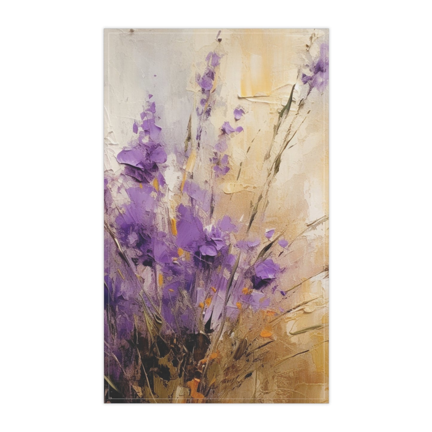 Expressive Lavender Drawing on Kitchen Towel: A Symphony of Colors and Petals