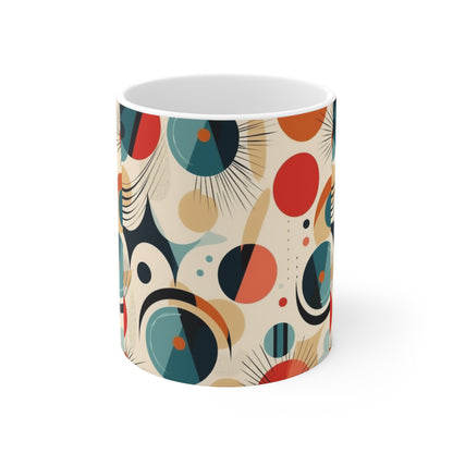 Midcentury Modern Delight: Ceramic Mug with Abstract Art and Atomic Age Design