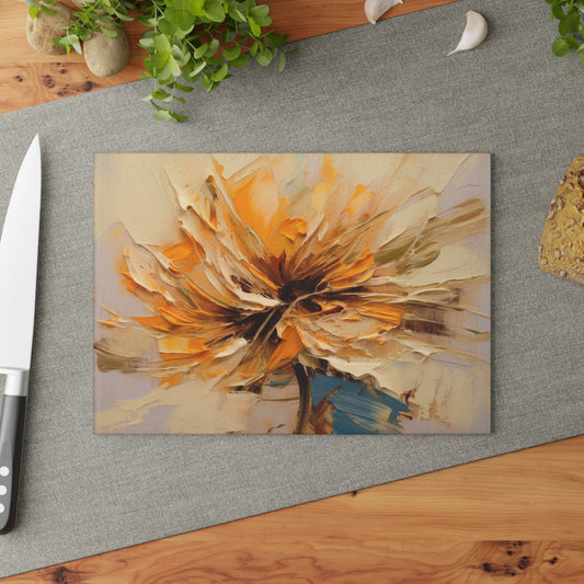 A Brush of Nature's Elegance: Glass Cutting Board for Artistic Flower Lovers