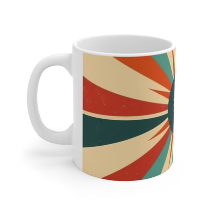 Vintage Revival: 1950s Fashion Mug with Midcentury Modern Flair and Starburst Candy Colored Patterns