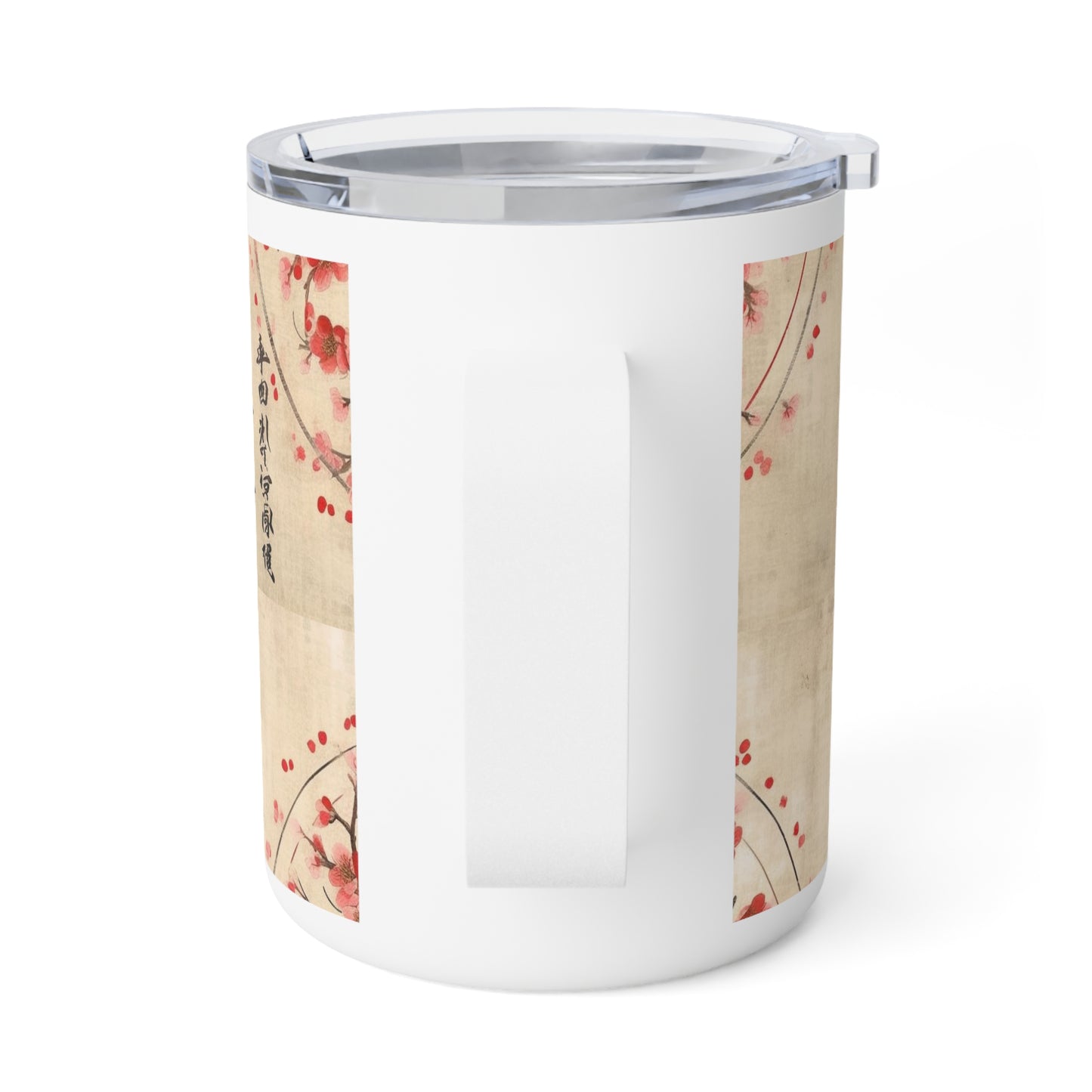 Nature's Brushstrokes: Insulated Coffee Mug Featuring Captivating Cherry Blossom Drawings