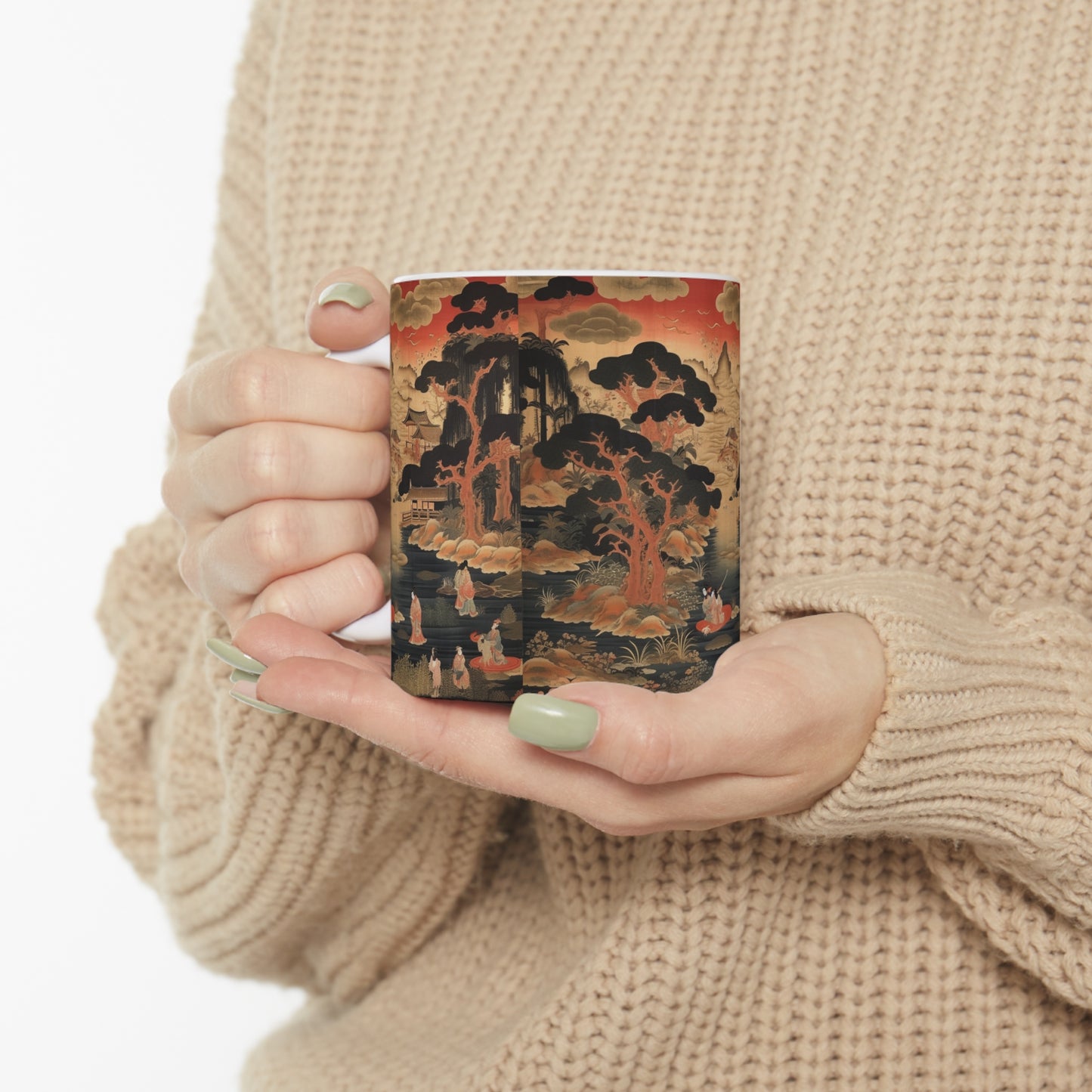 Custom Japanese Tapestry Ceramic Mug: Your Personalized Artistic Statement