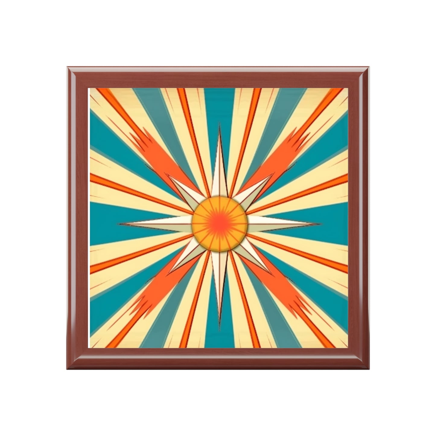 Midcentury Modern Chic: Starburst Candy Colored Jewelry Box with Abstract Art Influences