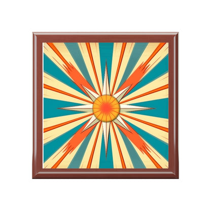 Midcentury Modern Chic: Starburst Candy Colored Jewelry Box with Abstract Art Influences