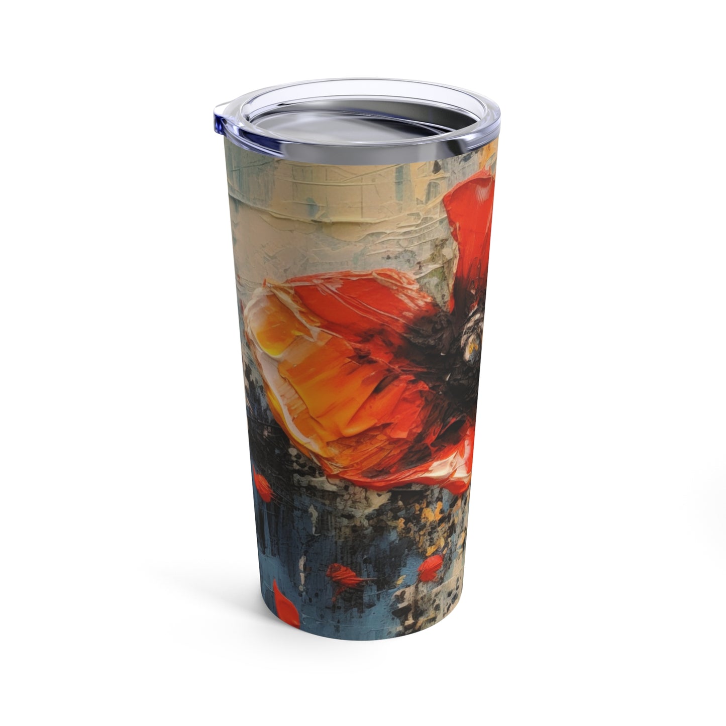 Poppy Elegance in Your Hands: Tumbler with Delicate Flower Drawings