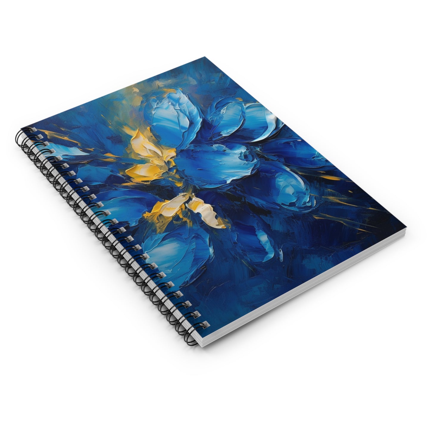 Abstract Wallpaper Spiral Notebook Ruled: Immersive Floral Beauty with Blue Orchid Motif