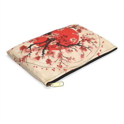 Nature's Brushstrokes: Accessory Pouch Featuring Captivating Cherry Blossom Drawings