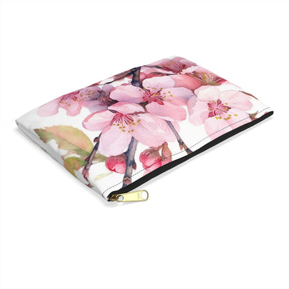 Whimsical Delight: Watercolor Cherry Blossom Tree Accessory Pouch