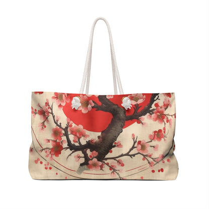 Nature's Brushstrokes: Weekender Bag Featuring Captivating Cherry Blossom Drawings