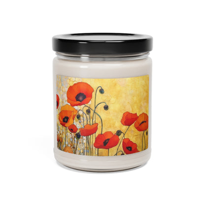 Elevate Your Style: Scented Soy Candle Adorned with Gustav Klimt's Poppies