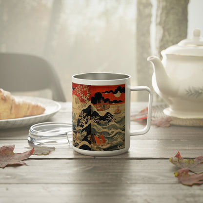 Polychrome Tapestry Elegance: Japanese Tapestry Insulated Coffee Mug