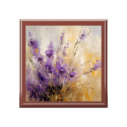 Expressive Lavender Drawing on Jewelry Box: A Symphony of Colors and Petals