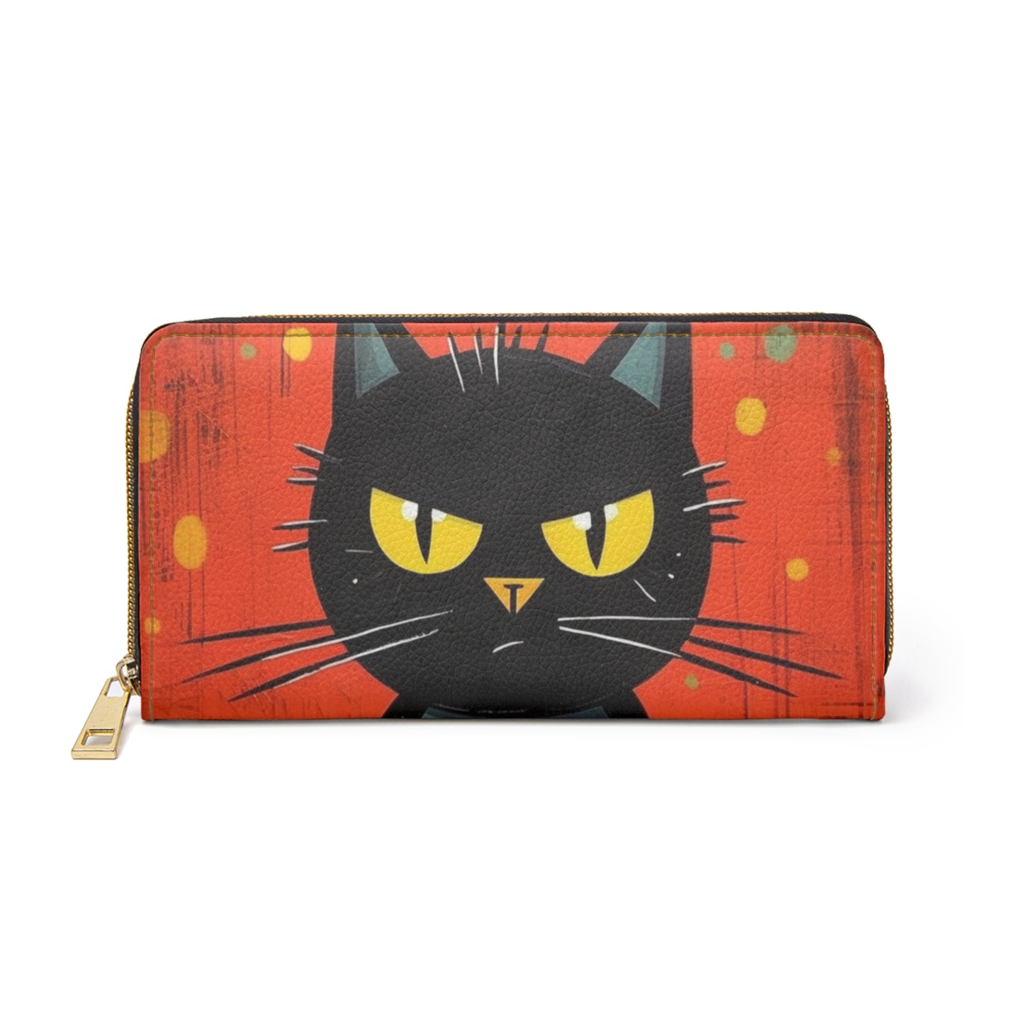 Fashionably Retro Feline: Midcentury Modern Zipper Wallet with a Vintage Cat-Inspired Flair