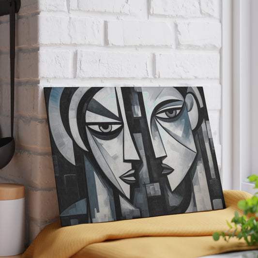 Cubist Paintings Glass Cutting Board: Captivating Brush Strokes