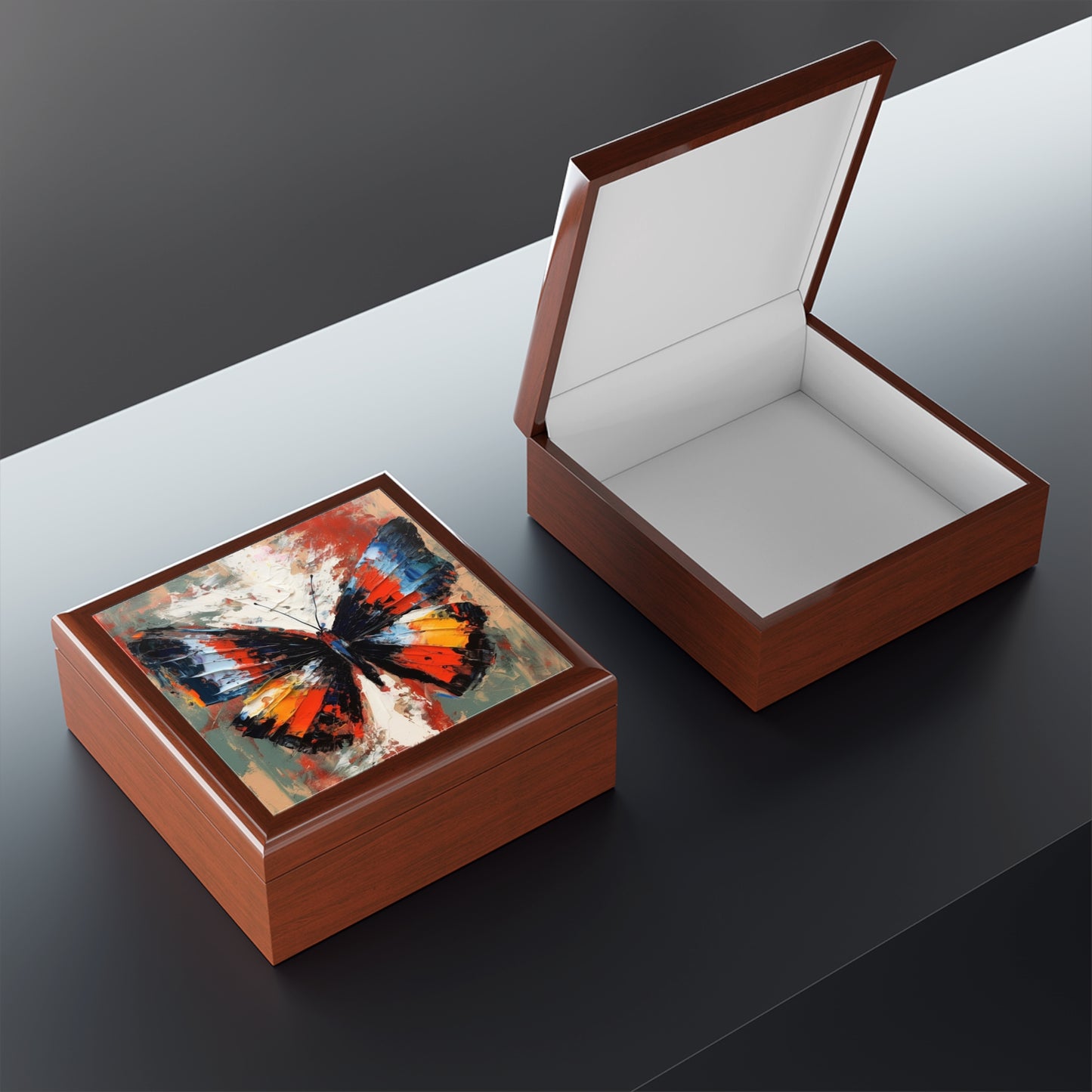 Jewelry Box with Bauhaus-Inspired Butterfly Drawing: A Harmonious Blend of Art and Functionality