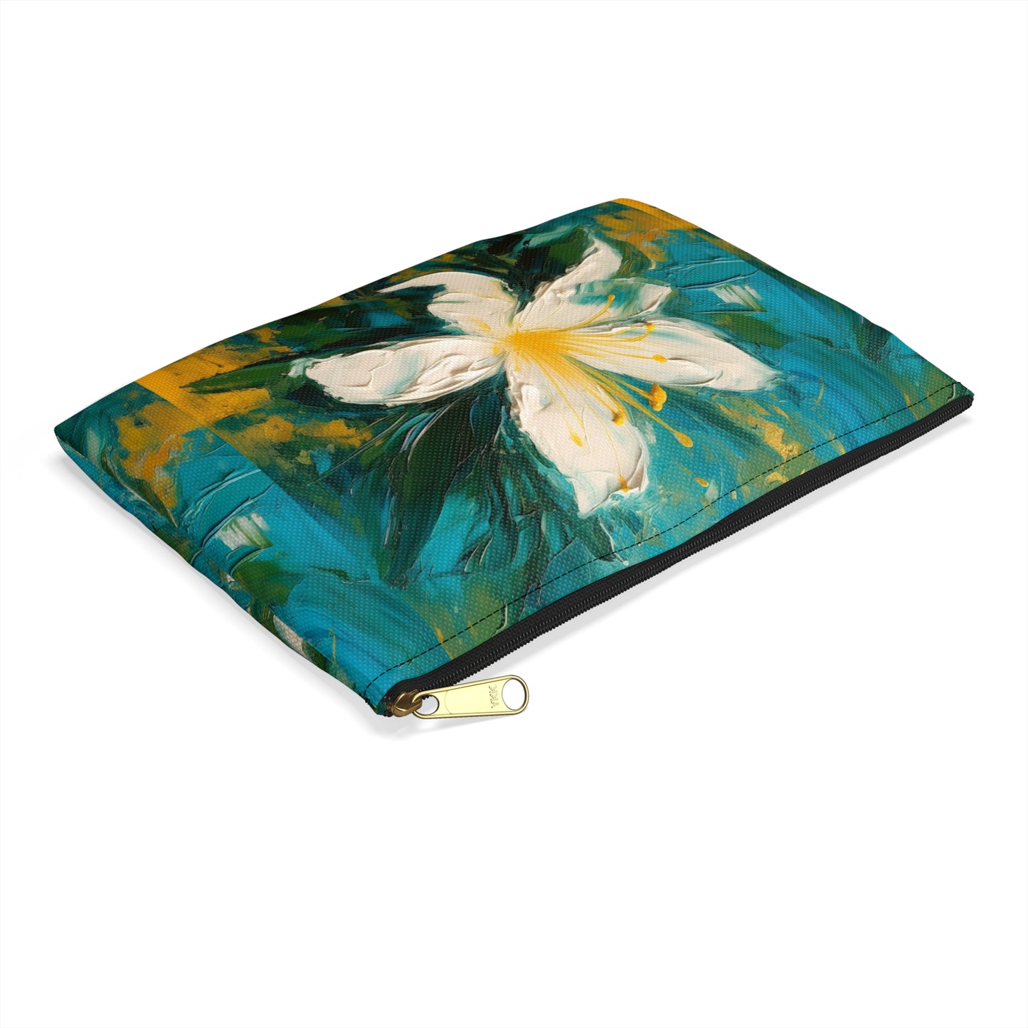 Floral Symphony: Accessory Pouch featuring an Abstract Oil Painting of Jasmine