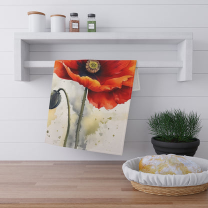 Stunning Poppy Flower Watercolor Kitchen Towel: A Blossoming Experience