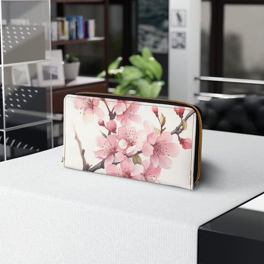 Watercolor Cherry Blossom Zipper Wallet