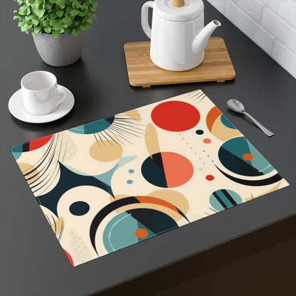 Abstract Elegance: Midcentury Modern Placemat with Modern Abstract Art and Vintage Fashion
