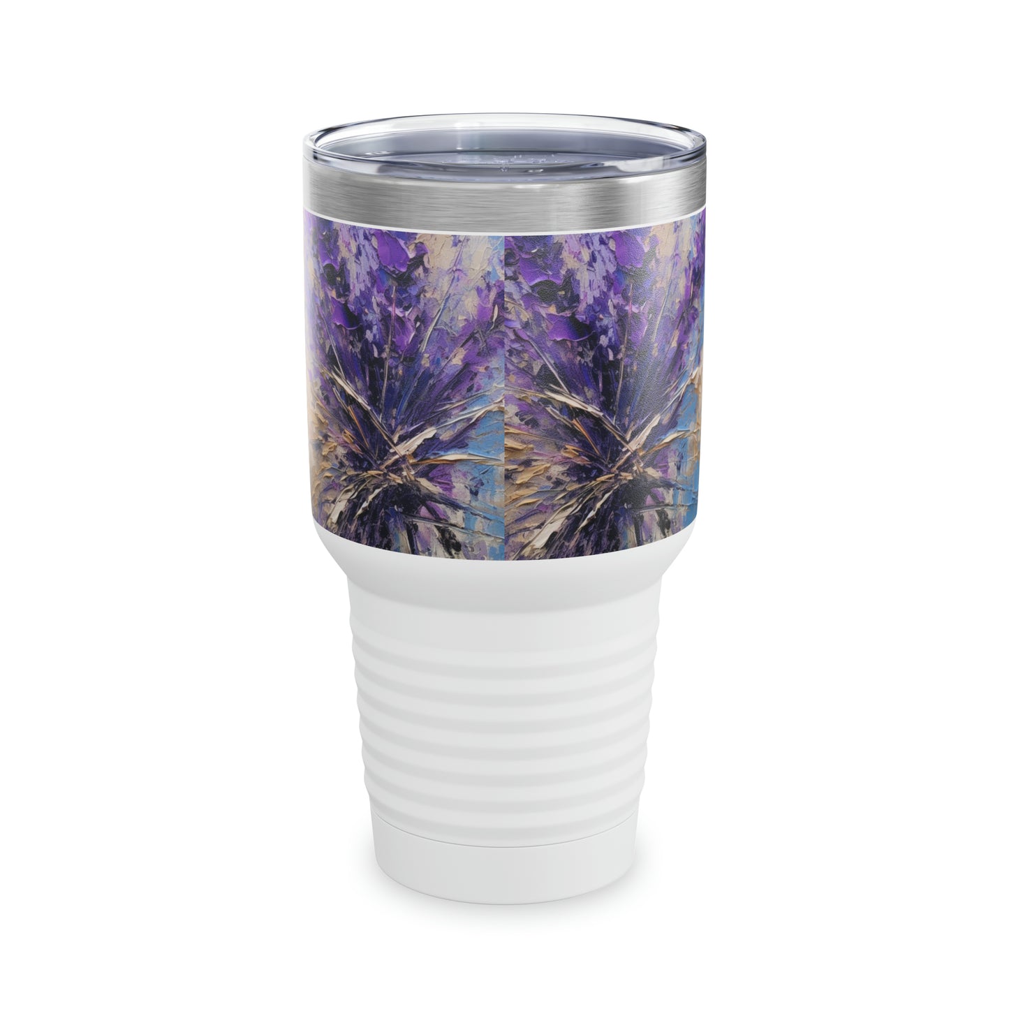 Floral Delight: Ringneck Tumbler with Vibrant Lavender Artistry