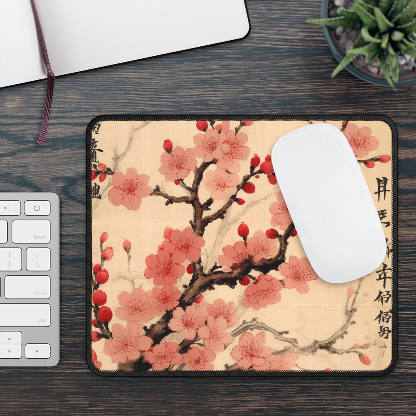 Floral Fusion: Gaming Mouse Pad Merging Cherry Blossom Beauty and Artistic Flower Drawings