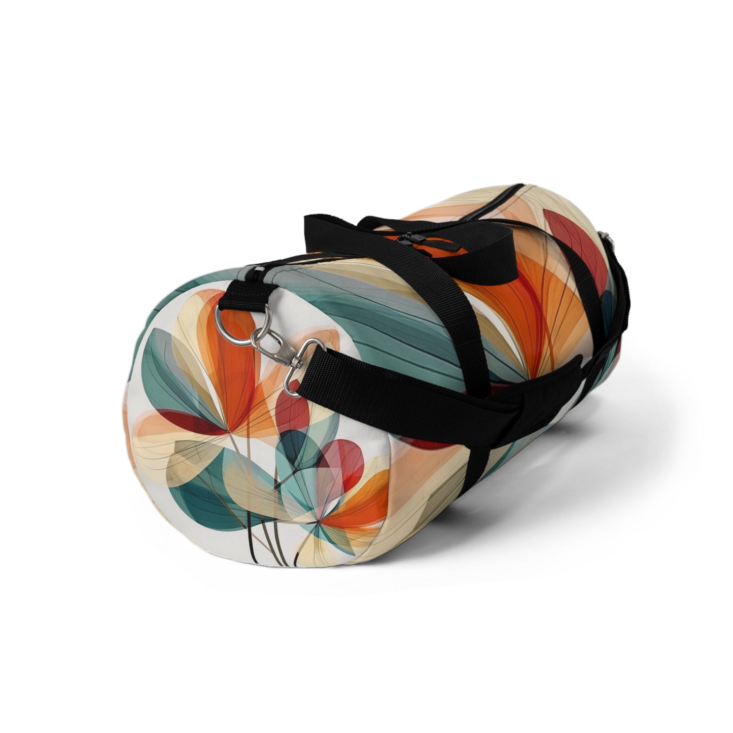 Floral Blossom: Atomic Age Duffel Bag with Midcentury Modern Design and Flower Drawings