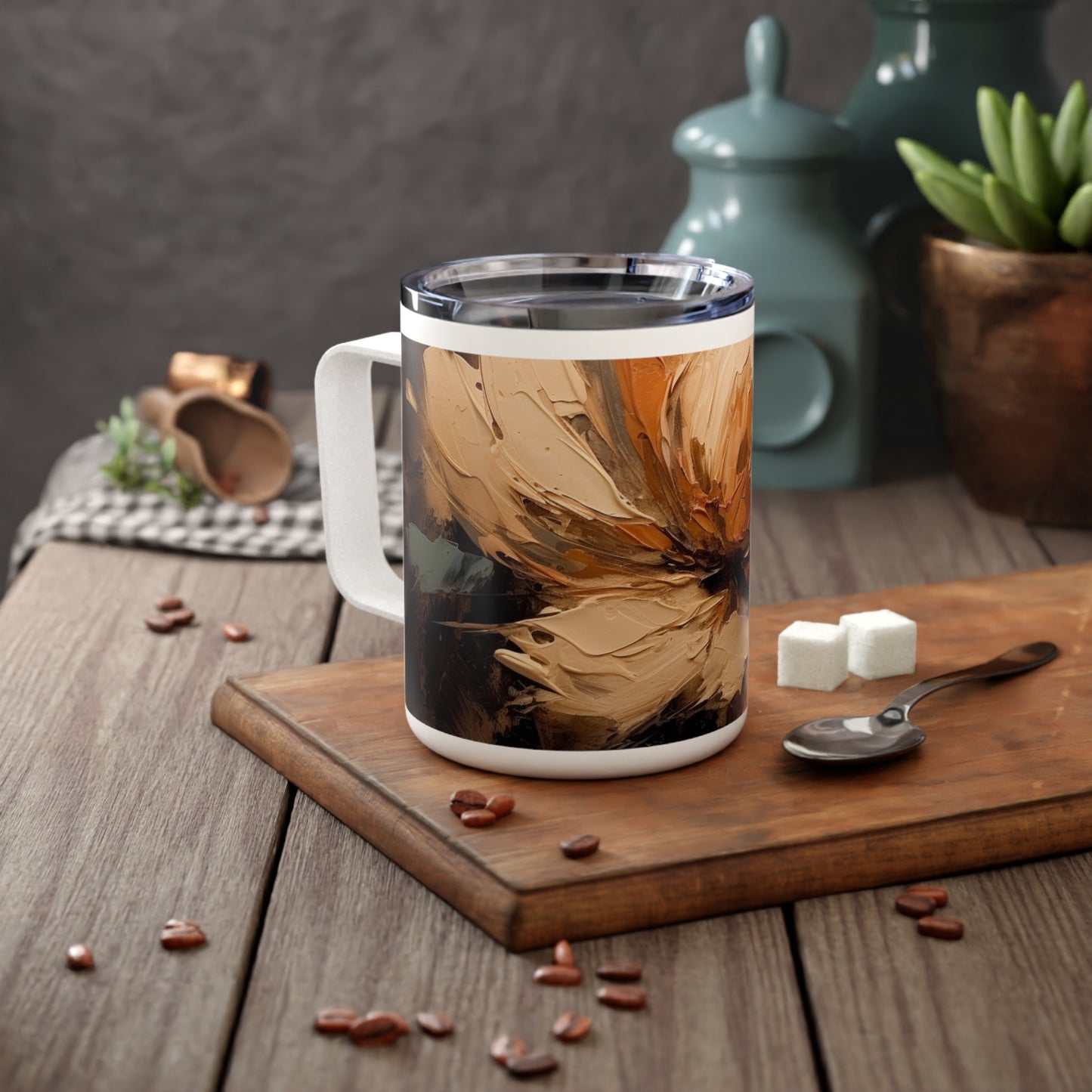 Artistic Fusion: Insulated Coffee Mug Infused with Tan Hua-Inspired Abstract Art