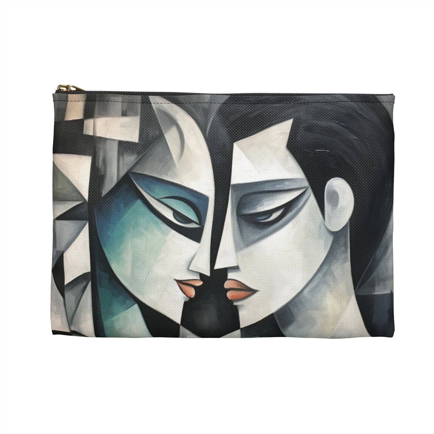 Accessory Pouch with Cubist Art: Finesse and Abstract Flair