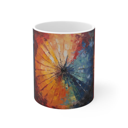 Ceramic Mug: Abstract Japanese Umbrella Symphony