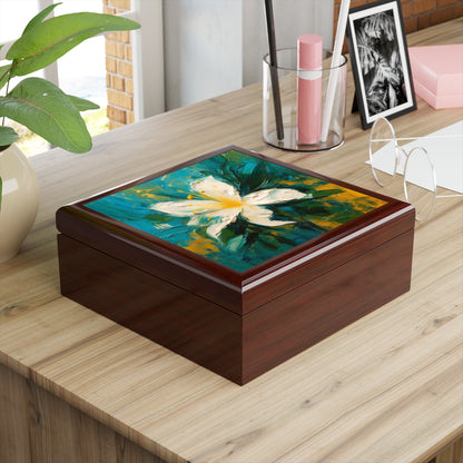 Floral Symphony: Jewelry Box featuring an Abstract Oil Painting of Jasmine