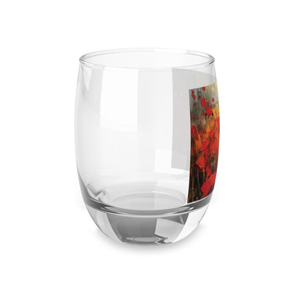 Whimsical Poppy Art on Whiskey Glass: A Burst of Joy with Every Drink