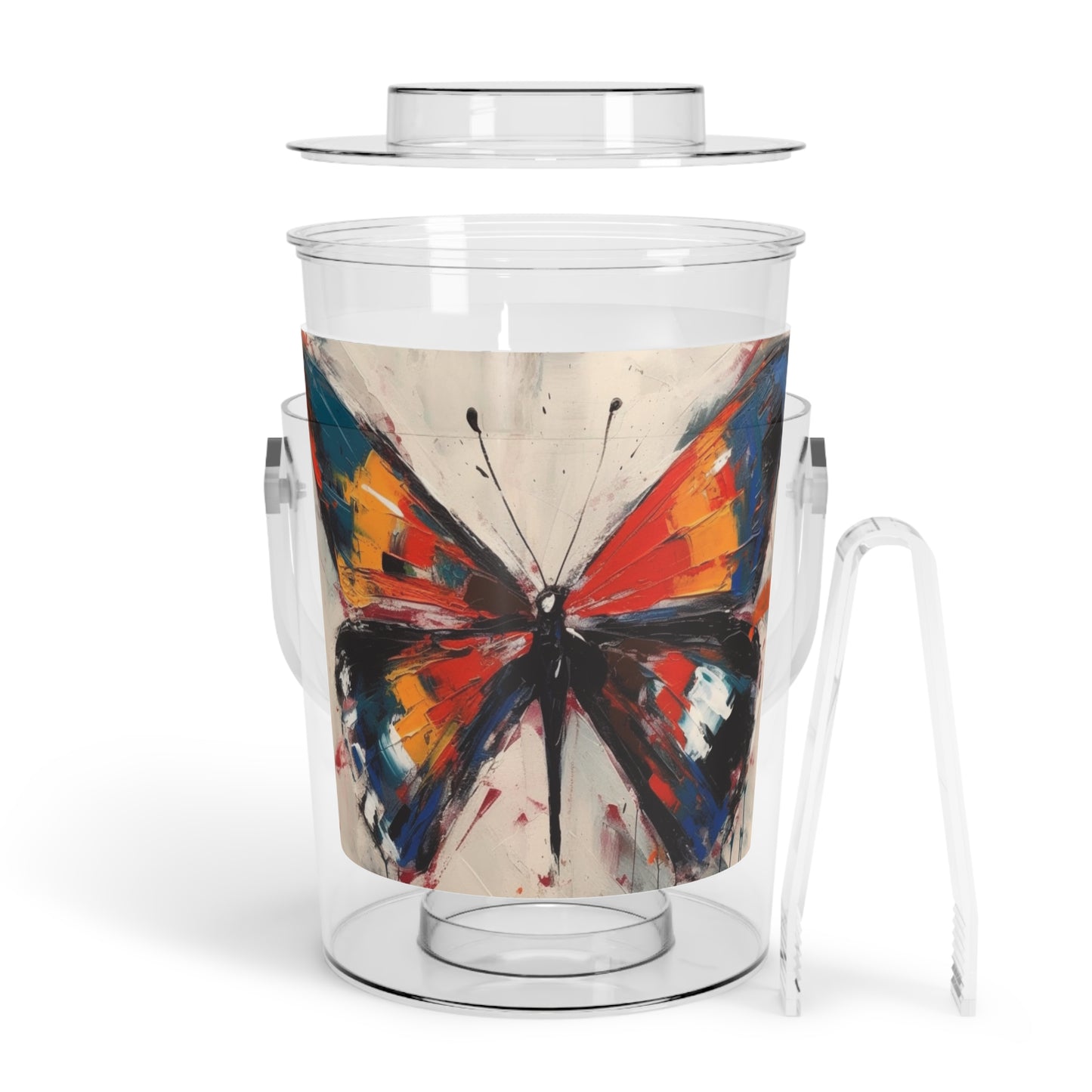 Butterfly Dreams on Ice Bucket with Tongs: Embrace the Beauty of Bauhaus Art