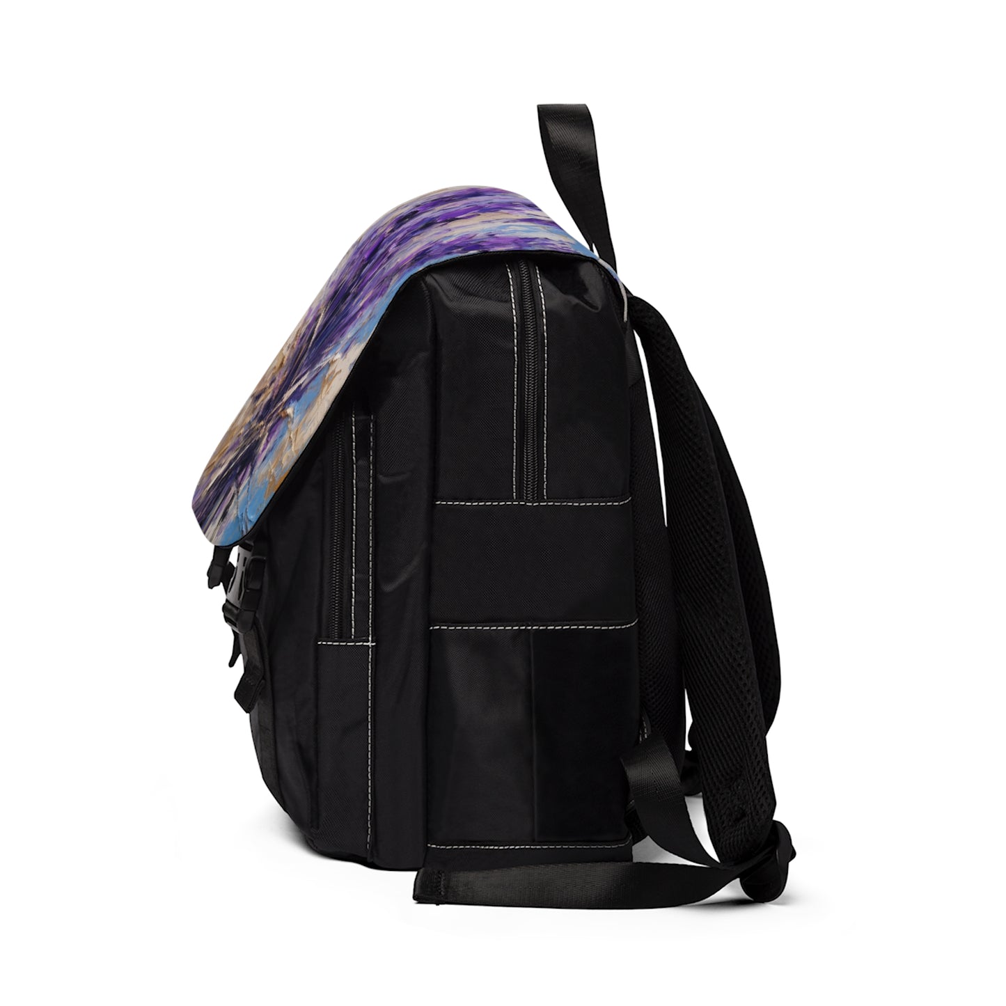 Vibrant Lavender Art on Unisex Casual Shoulder Backpack: A Floral Delight for Your Senses