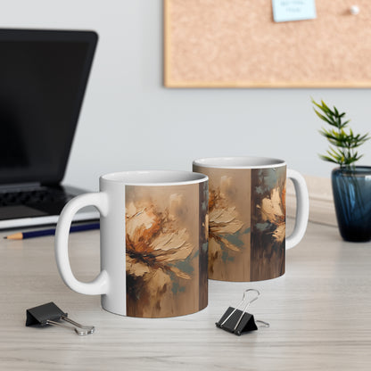 Ceramic Mug with Abstract Tan Hua Drawing: A Harmonious Blend of Art and Functionality