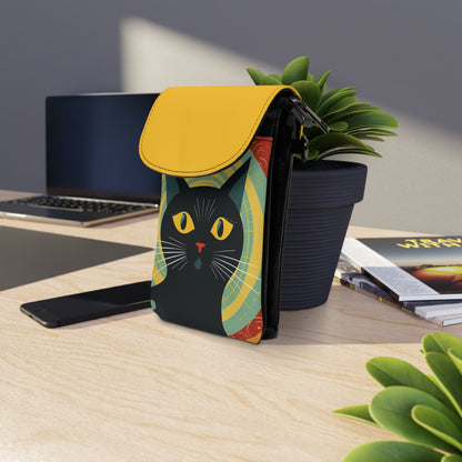 Nordic Whisker Elegance: Scandinavian-Inspired Midcentury Modern Cat Small Cell Phone Wallet for Minimalist Homes