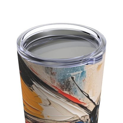 Abstract Bauhaus Design: Tumbler with Butterfly-Inspired Brush Strokes