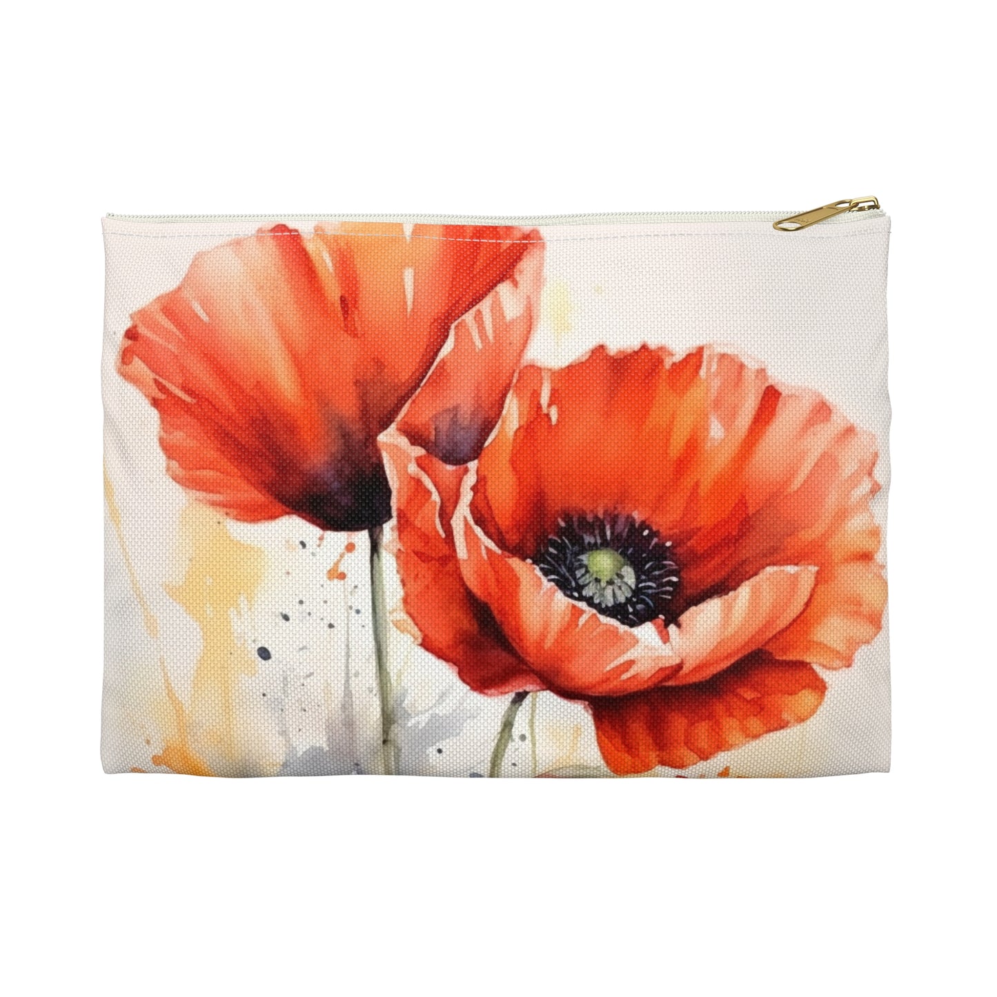 Whimsical Poppy Flower Watercolor Accessory Pouch: An Artistic Delight