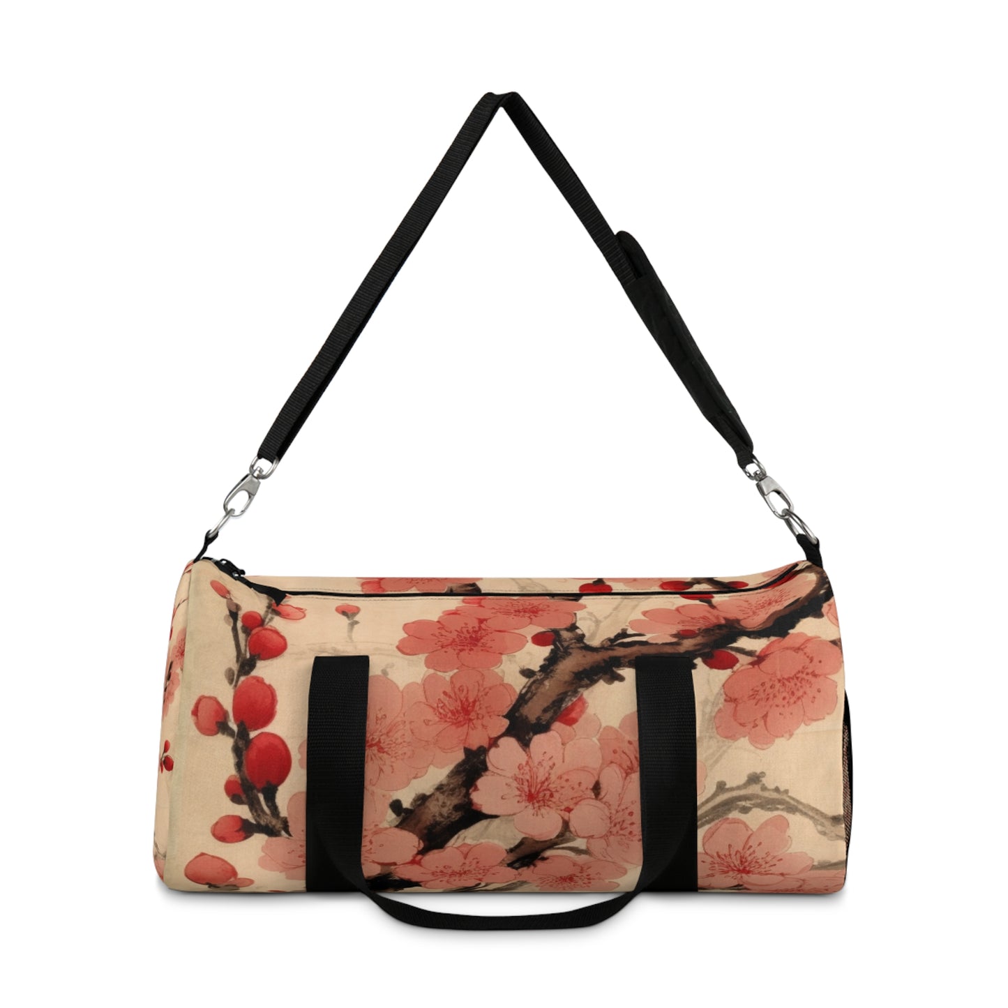 Floral Fusion: Duffel Bag Merging Cherry Blossom Beauty and Artistic Flower Drawings